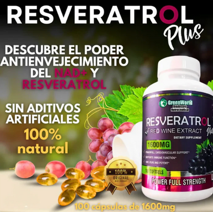 Resveratrol® ORIGINAL: 100 cápsulas (DOSIS PARA 1 MES) Recupera tu energía y enfrenta el día con fuerza + ENVÍO GRATIS