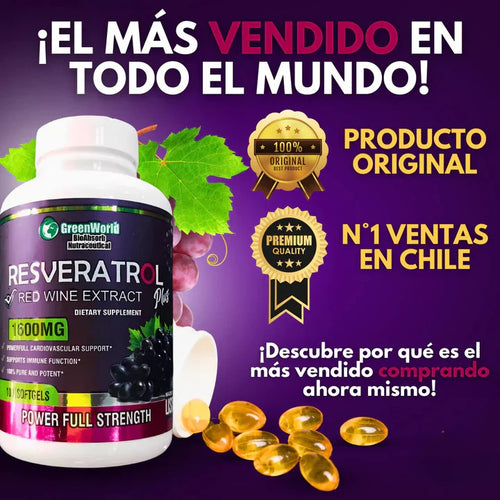 Resveratrol® ORIGINAL: 100 cápsulas (DOSIS PARA 1 MES) Recupera tu energía y enfrenta el día con fuerza + ENVÍO GRATIS